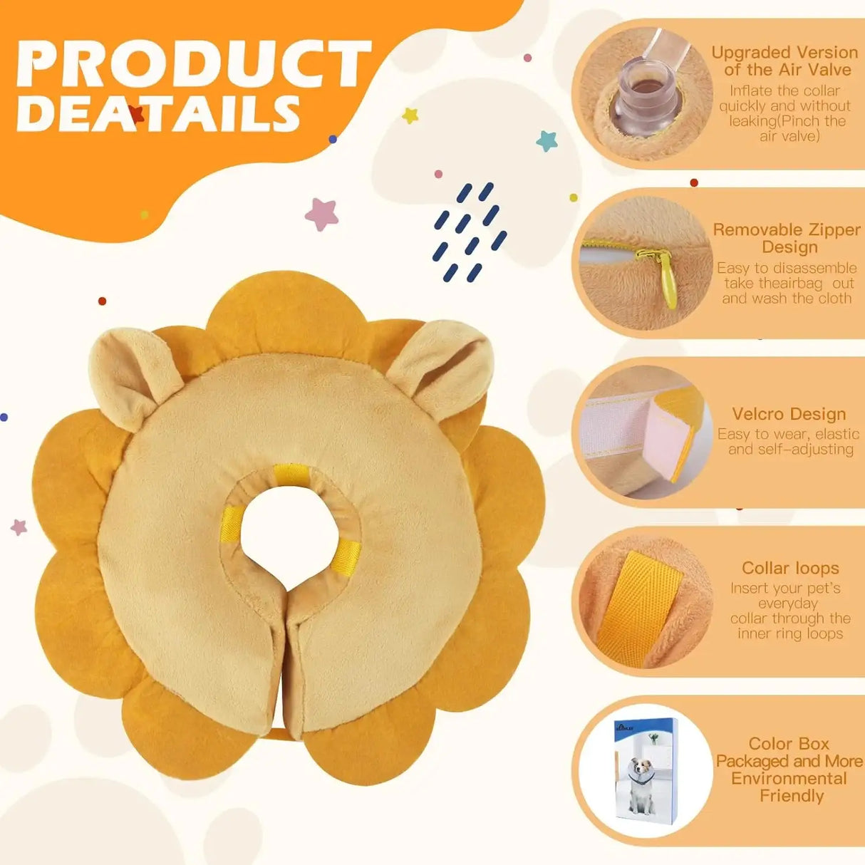 IEUUMLER - IEUUMLER Inflatable Recovery Dog Collar Brown Lion XLARGE - The Red Vitamin MX - Collares y Conos De Recuperación Para Perros - {{ shop.shopifyCountryName }}