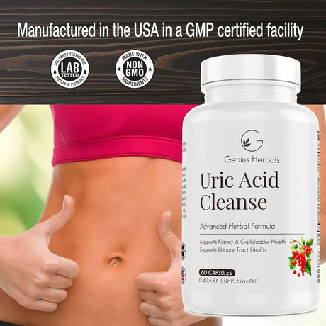 GENIUS HERBALS - Genius Herbals Uric Acid Cleanse Supports Kidney Liver Gallbladder & Urinary Tract Health 60 Capsulas - The Red Vitamin MX - Suplementos Alimenticios - {{ shop.shopifyCountryName }}