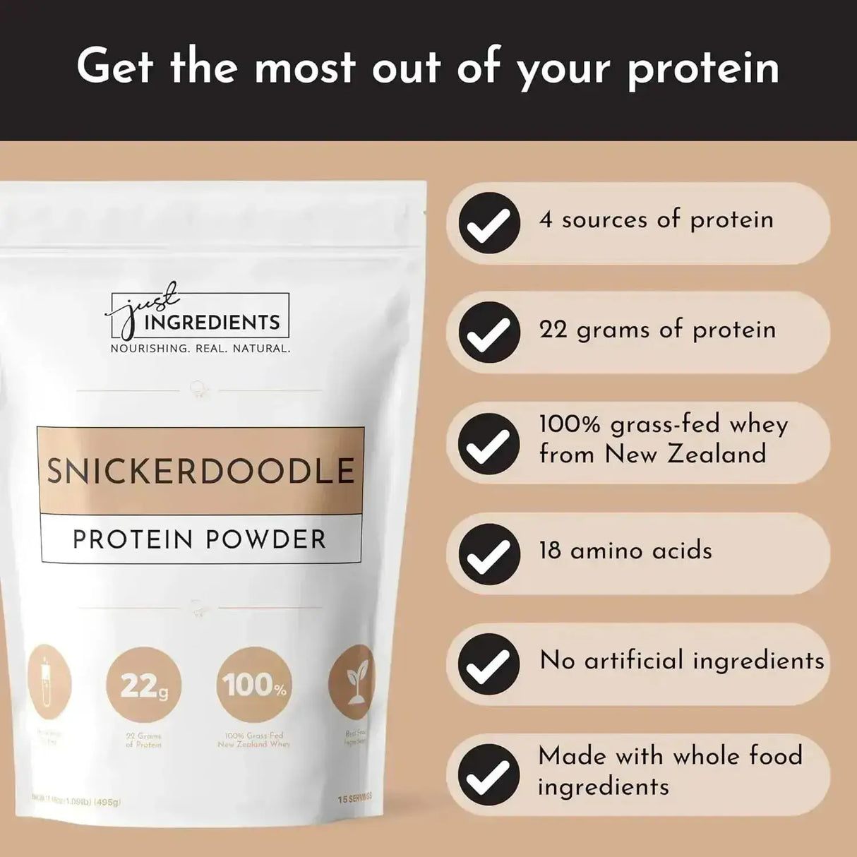 PURE INGREDIENTS - Just Ingredients Protein Powder Snickerdoodle 15 Servicios - The Red Vitamin MX - Suplementos Alimenticios - {{ shop.shopifyCountryName }}