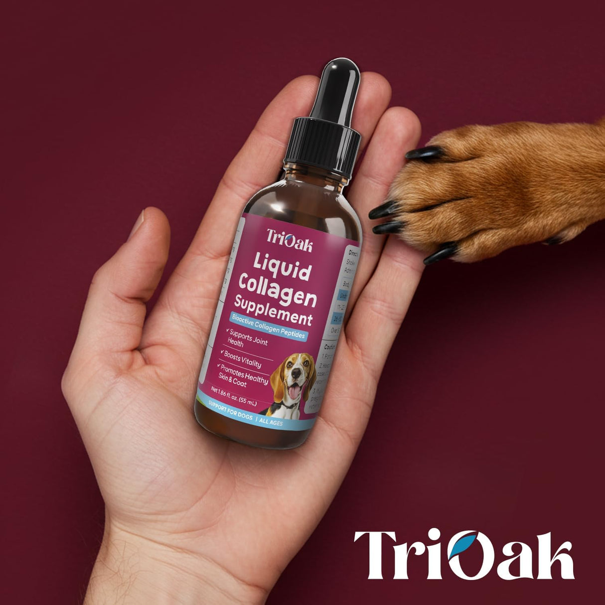 TriOak Liquid Collagen Supplement Drops for Dogs 60Ml.