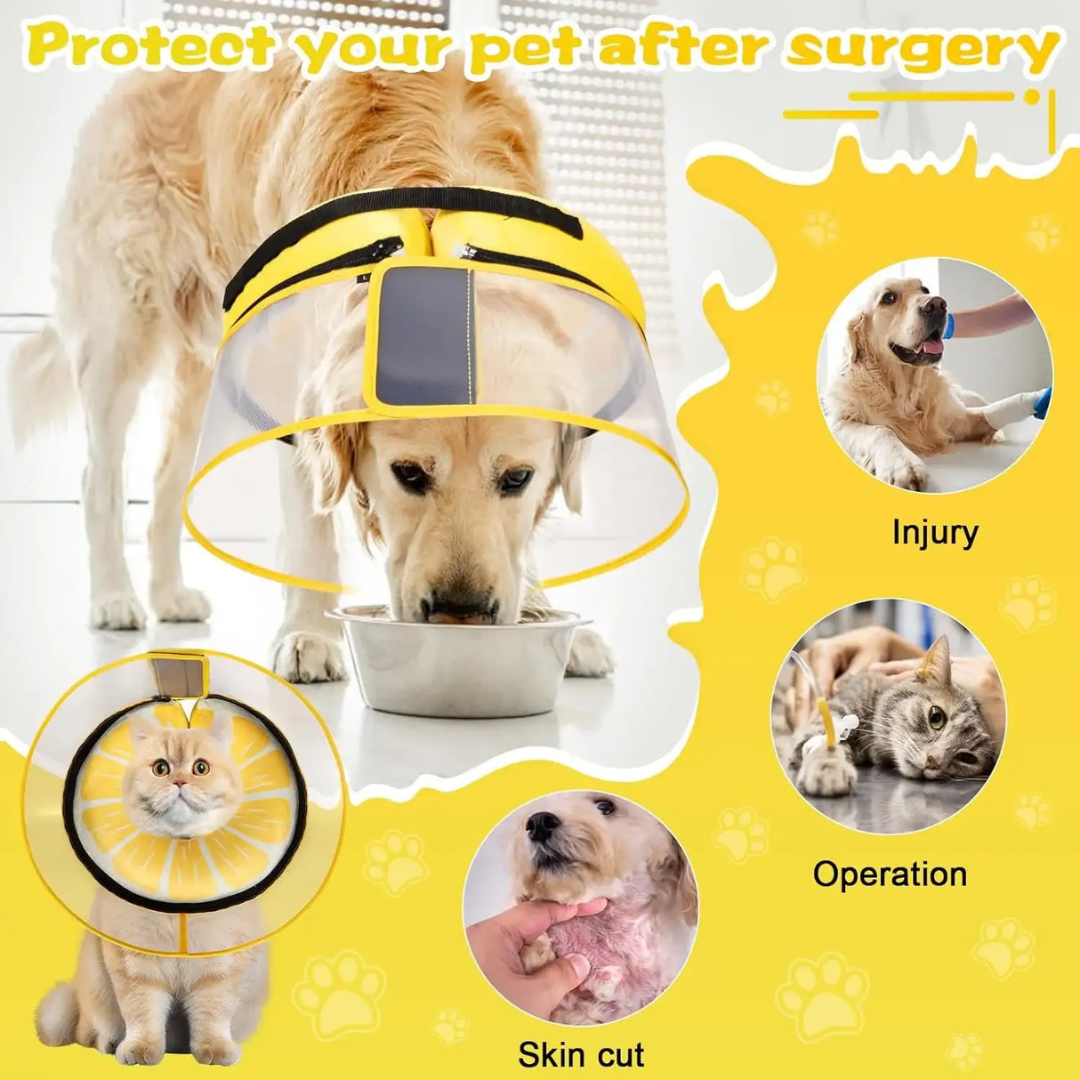 CNEO - Cneo Inflatable Dog Cone Collar with Detachable Enhanced Anti-Licking Shield LEMON LARGE - The Red Vitamin MX - Collares y Conos De Recuperación Para Perros - {{ shop.shopifyCountryName }}