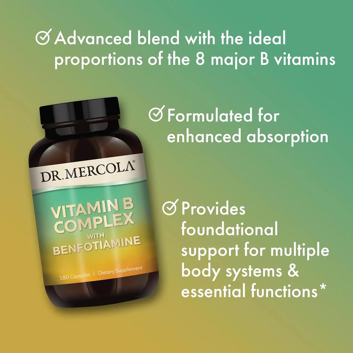 DR MERCOLA - Dr. Mercola Vitamin B Complex 180 Capsulas - The Red Vitamin MX - Suplementos Alimenticios - {{ shop.shopifyCountryName }}