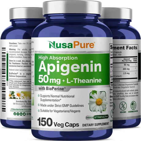 NUSAPURE - NusaPure Apigenin 50Mg. & L-Theanine 200Mg. 150 Capsulas - The Red Vitamin MX - Suplementos Alimenticios - {{ shop.shopifyCountryName }}