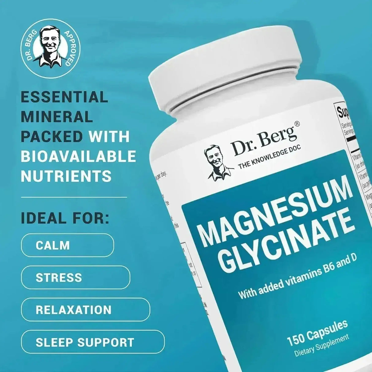 DR. BERG - Dr. Berg Magnesium Glycinate 400Mg. 150 Capsulas - The Red Vitamin MX - Suplementos Alimenticios - {{ shop.shopifyCountryName }}