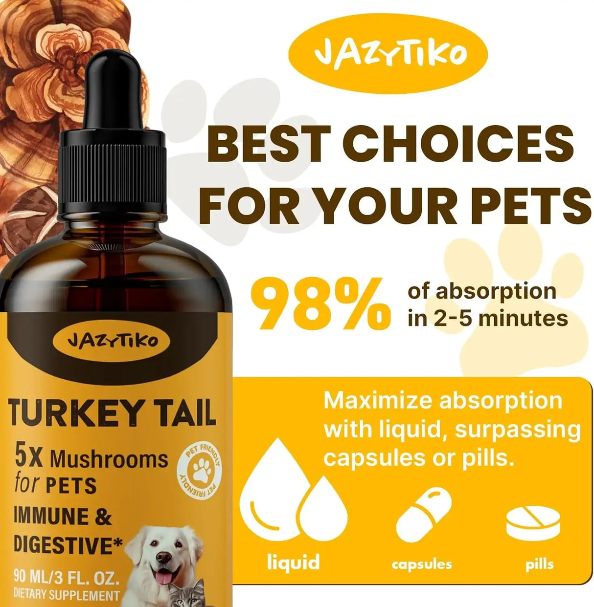 JAZYTIKO - Jazytiko Turkey Tail Mushroom for Dogs 90Ml. - The Red Vitamin MX - Suplementos Herbales Para Perros - {{ shop.shopifyCountryName }}