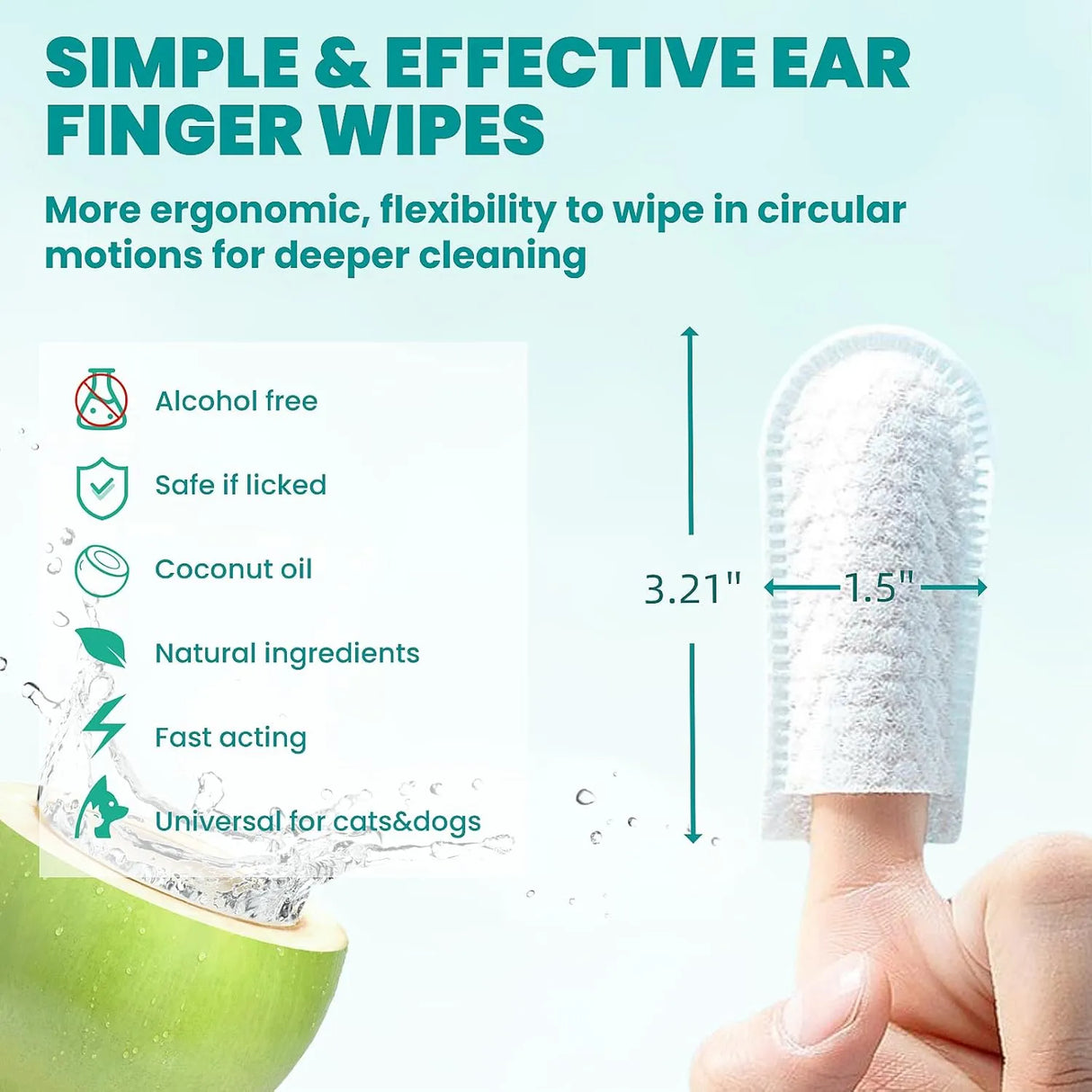 MEDUWEDU - MEDUWEDU Ear Cleaner Finger Wipes Coconut Scent 60 Toallitas - The Red Vitamin MX - Cuidado Del Oído De Perros - {{ shop.shopifyCountryName }}