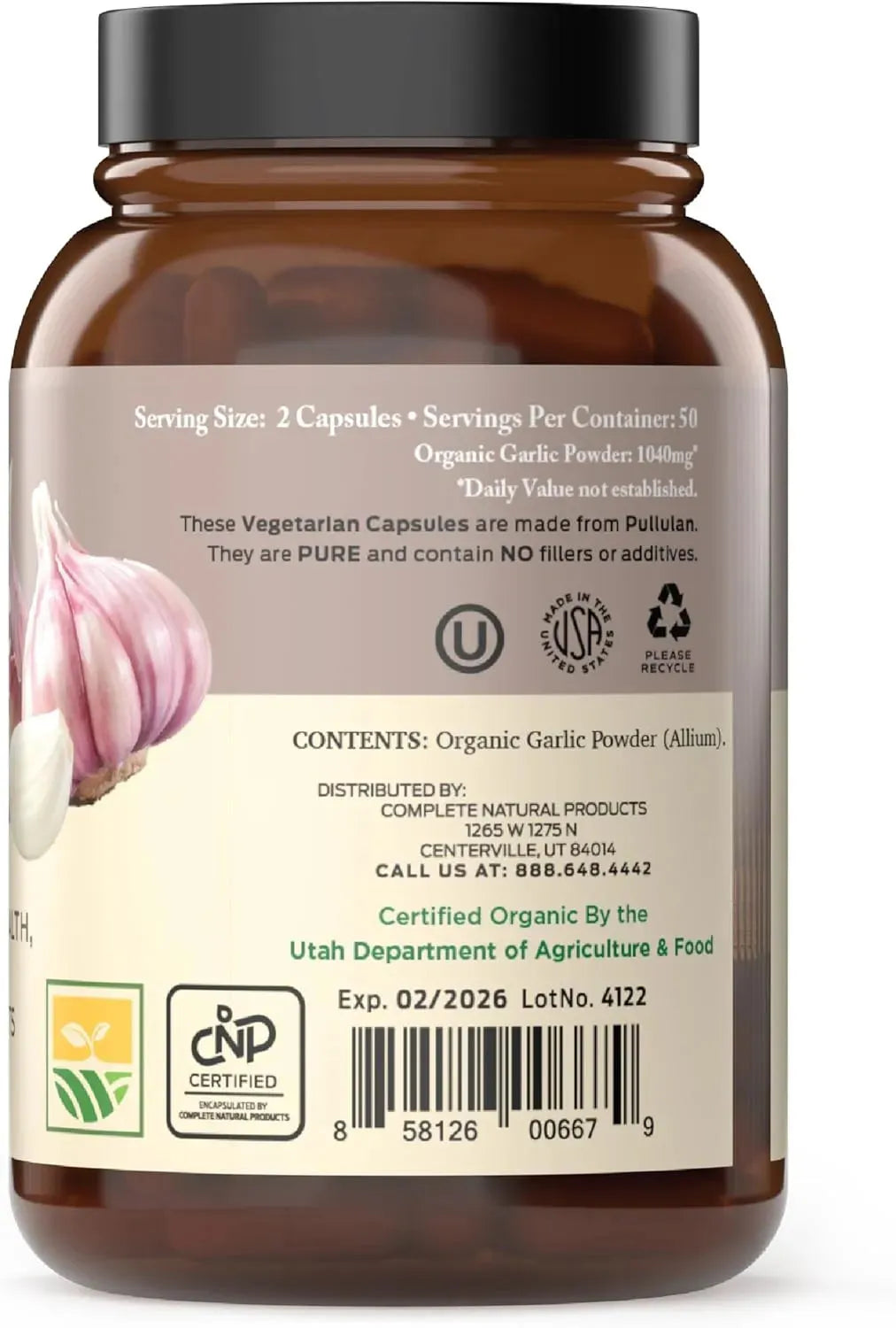 COMPLETE NATURAL PRODUCTS - Complete Natural Products Organic Garlic 520Mg. 100 Capsulas - The Red Vitamin MX - Suplementos Alimenticios - {{ shop.shopifyCountryName }}