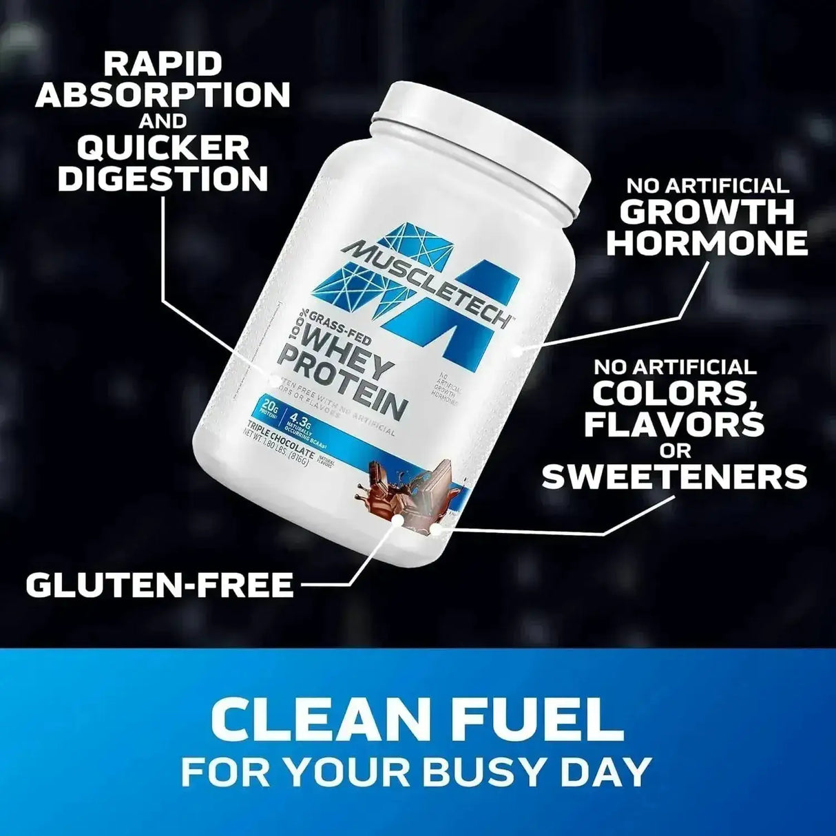 MUSCLETECH - Muscletech Grass-Fed Whey Protein Powder Triple Chocolate 816Gr. - The Red Vitamin MX - Suplementos Alimenticios - {{ shop.shopifyCountryName }}