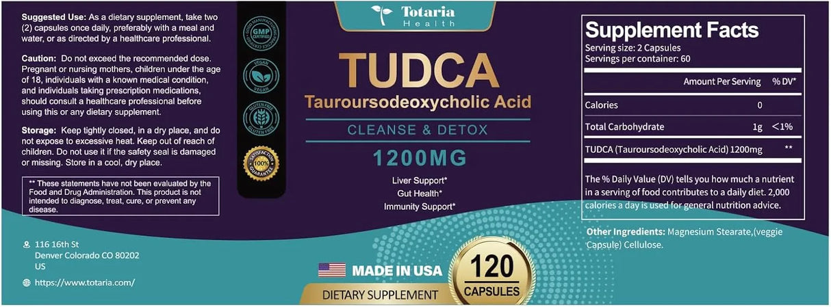 TOTARIA - Totaria TUDCA 1200Mg. 120 Capsulas - The Red Vitamin MX - Suplementos Alimenticios - {{ shop.shopifyCountryName }}