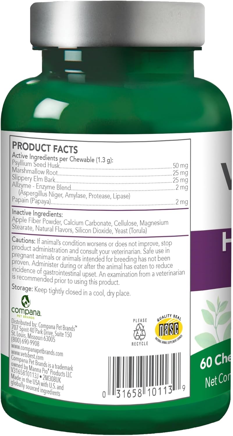 Vet’s Best Cat Hairball Relief Digestive Aid 60 Tabletas Masticables