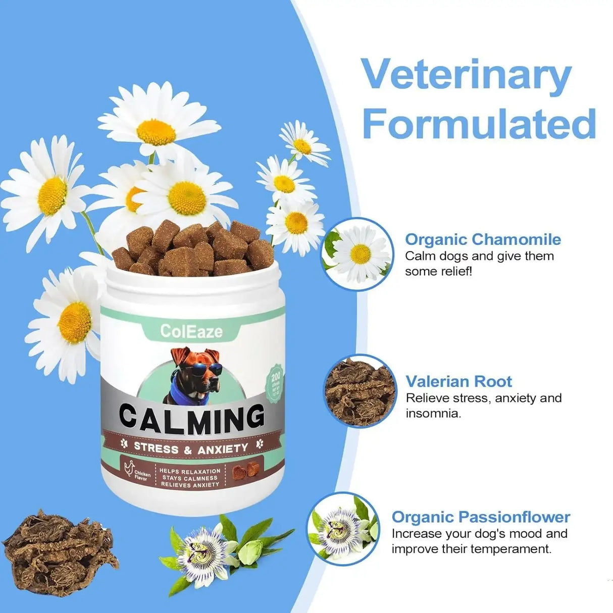 COLEAZE - ColEaze Dog Calming Chews Chicken 200 Masticables - The Red Vitamin MX - Relajantes Para Perros - {{ shop.shopifyCountryName }}