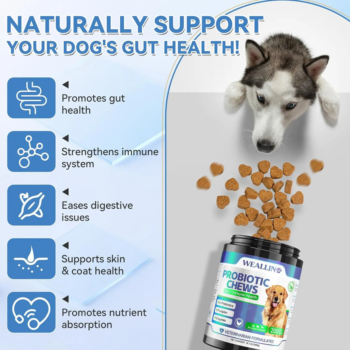 WEALLIN - WEALLIN Probiotics for Dogs 200 Masticables - The Red Vitamin MX - Probióticos Para Perros - {{ shop.shopifyCountryName }}