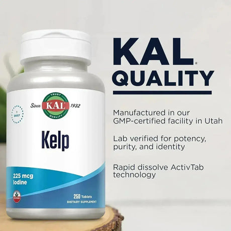 KAL - KAL Kelp Iodine 225mcg 250 Tabletas - The Red Vitamin MX - Suplementos Alimenticios - {{ shop.shopifyCountryName }}