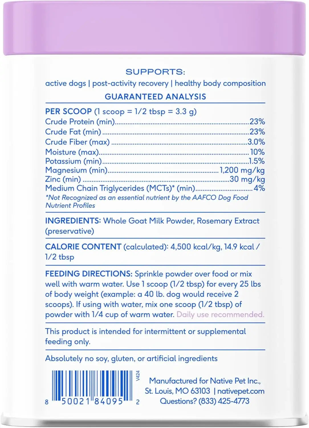 NATIVE PET - Native Pet Goat Milk for Dogs Organic Goat Milk Powder for Dogs and Cats 60 Servicios 198Gr. - The Red Vitamin MX - Sustitutos De Leche Para Perros - {{ shop.shopifyCountryName }}