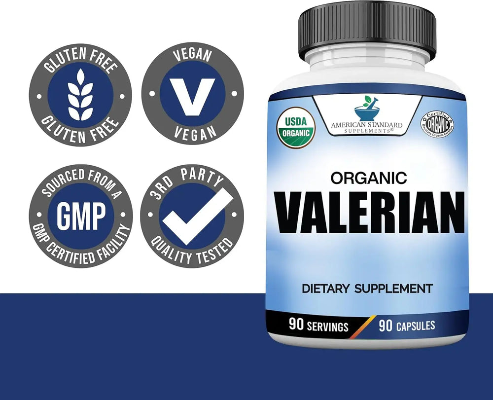 AMERICAN STANDARD SUPPLEMENTS - American Standard Supplements Organic Valerian 90 Capsulas - The Red Vitamin MX - Suplementos Alimenticios - {{ shop.shopifyCountryName }}