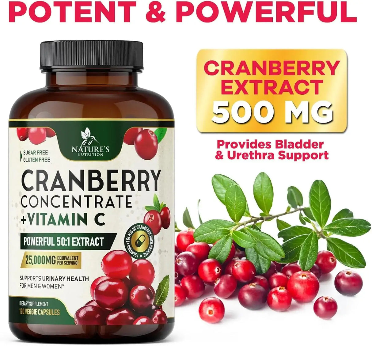 NATURE'S NUTRITION - Nature's Nutrition Cranberry + Vitamin C 120 Capsulas - The Red Vitamin MX - Suplementos Alimenticios - {{ shop.shopifyCountryName }}