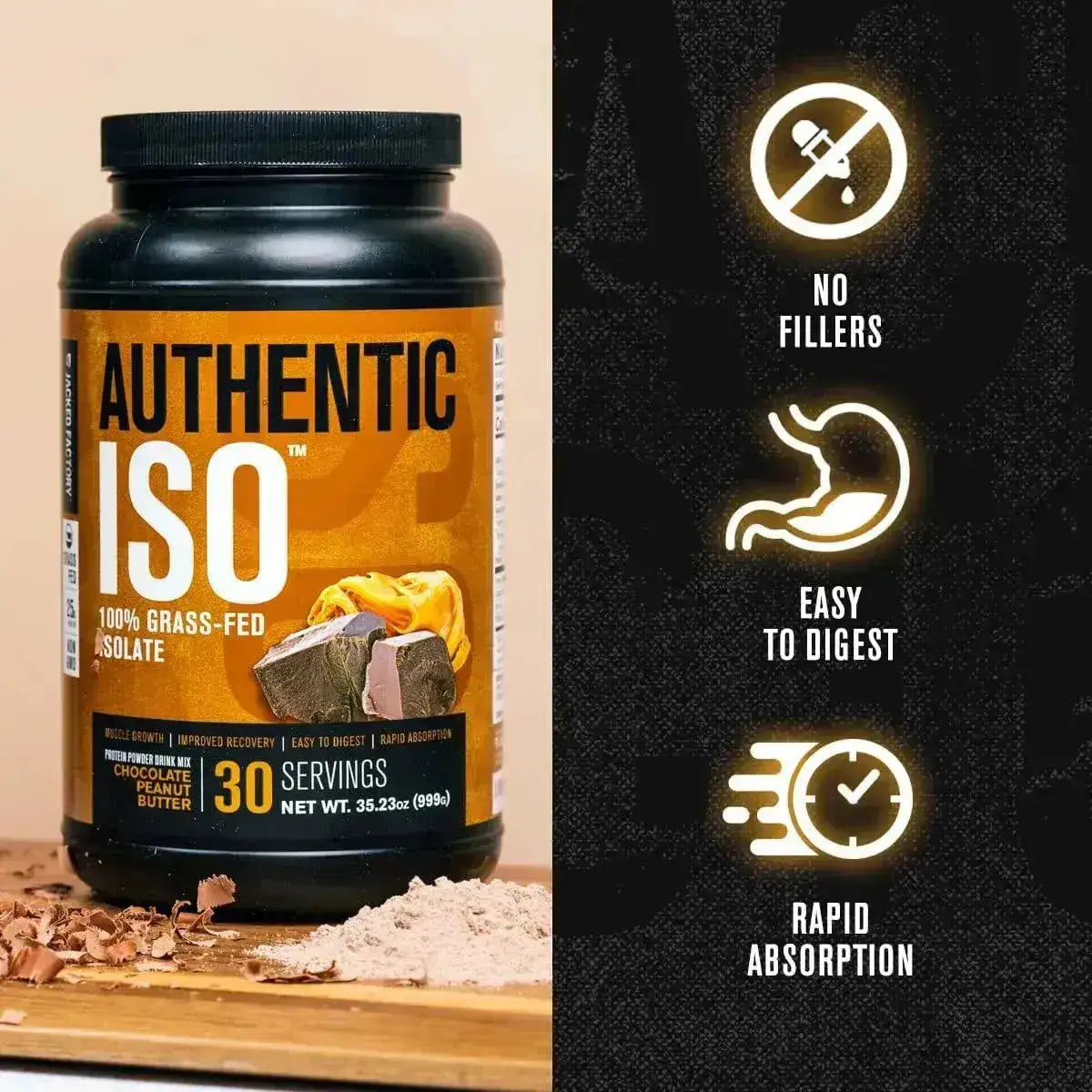 JACKED FACTORY - Jacked Factory Authentic ISO Grass Fed Whey Protein Isolate Powder Chocolate Peanut Butter 999Gr. - The Red Vitamin MX - Suplementos Alimenticios - {{ shop.shopifyCountryName }}