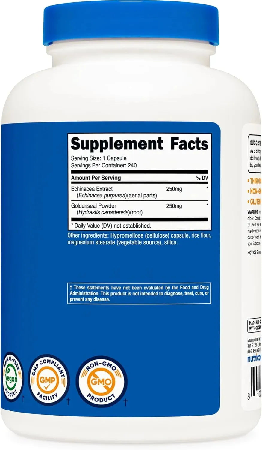 NUTRICOST - Nutricost Echinacea & Goldenseal Root 500Mg. 240 Capsulas - The Red Vitamin MX - Suplementos Alimenticios - {{ shop.shopifyCountryName }}