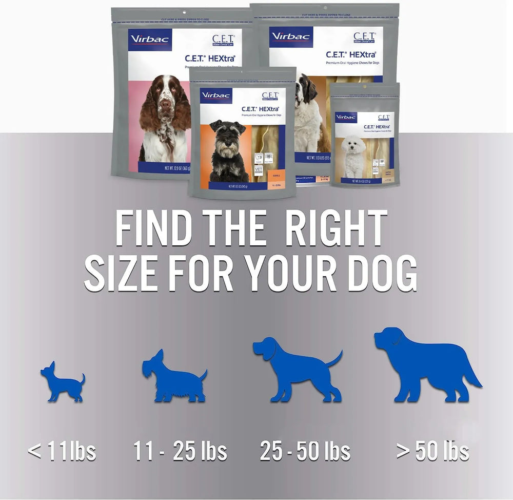 VIRBAC - Virbac C.E.T. HEXtra Premium Oral Hygiene Chews for Dogs 11-25 lbs 242Gr. - The Red Vitamin MX - Cuidado Dental Para Perros - {{ shop.shopifyCountryName }}