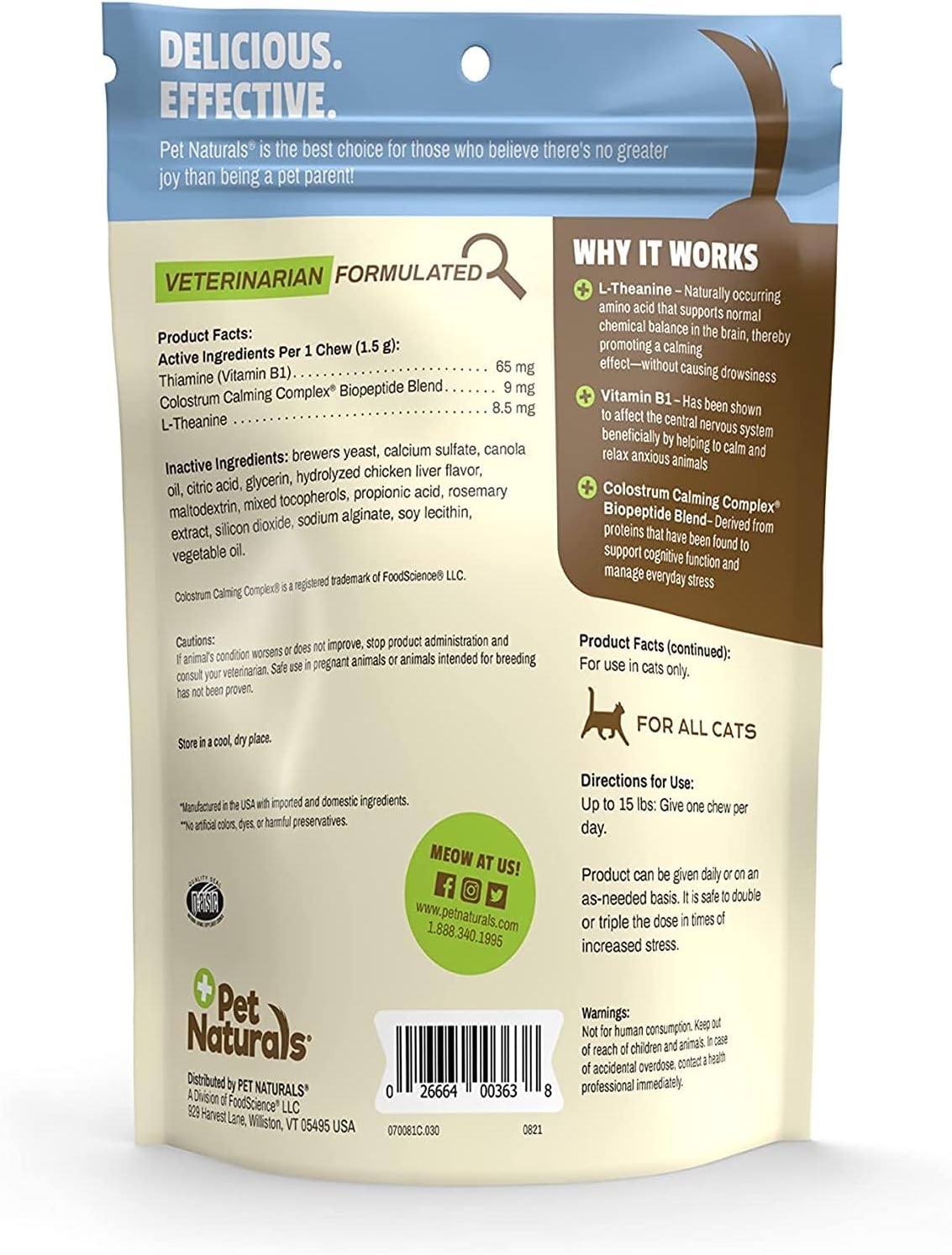 Pet Naturals Calming Chews for Cats 30 Masticables