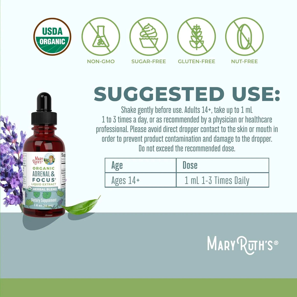 MARY RUTH ORGANICS - MaryRuth Organics Organic Adrenal & Focus 1 Fl.Oz. - The Red Vitamin MX - Suplementos Alimenticios - {{ shop.shopifyCountryName }}