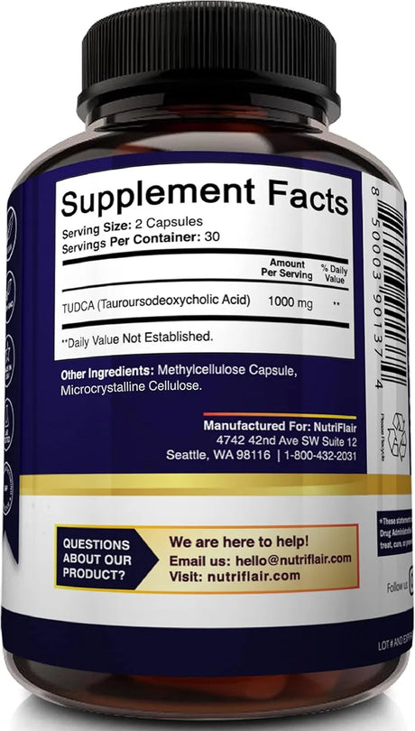 NUTRIFLAIR - NutriFlair Pure TUDCA 1000Mg. 60 Capsulas - The Red Vitamin MX - Suplementos Alimenticios - {{ shop.shopifyCountryName }}