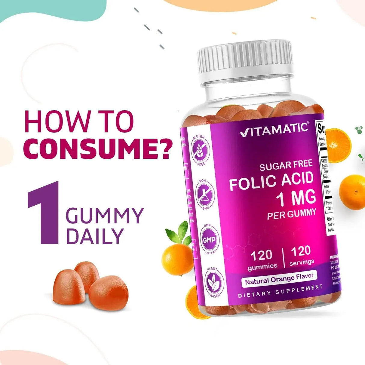 VITAMATIC - Vitamatic Folic Acid Gummies 1000mcg 120 Gomitas - The Red Vitamin MX - Suplementos Alimenticios - {{ shop.shopifyCountryName }}