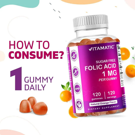 VITAMATIC - Vitamatic Folic Acid Gummies 1000mcg 60 Gomitas 2 Pack - The Red Vitamin MX - Suplementos Alimenticios - {{ shop.shopifyCountryName }}