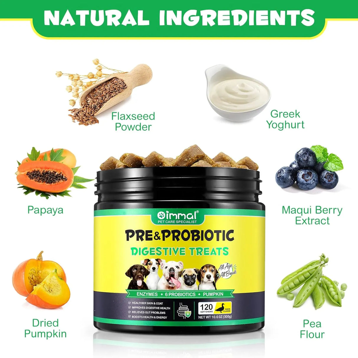 OIMMAL - Oimmal Probiotics for Dogs Digestive Health 120 Masticables - The Red Vitamin MX - Probióticos Para Perros - {{ shop.shopifyCountryName }}