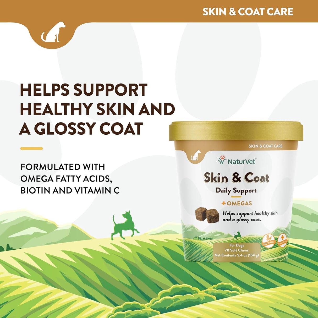 NaturVet Skin and Coat Plus Omegas 70 Masticables