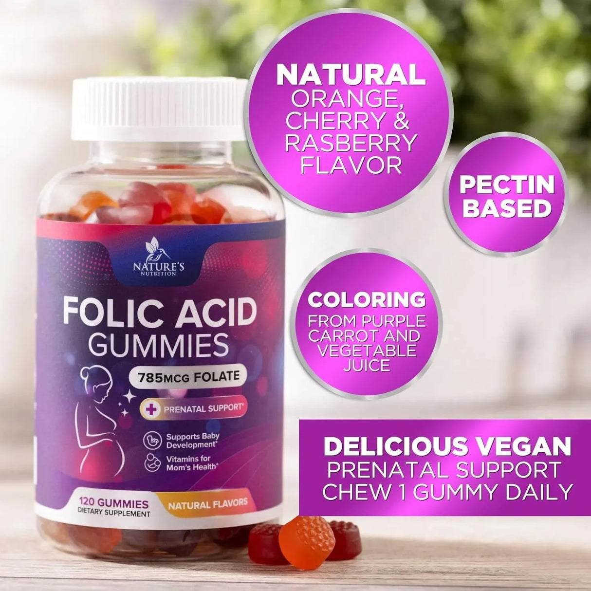 NATURE'S NUTRITION - Nature's Nutrition Folic Acid Gummies for Women 785mcg 120 Gomitas - The Red Vitamin MX - Suplementos Alimenticios - {{ shop.shopifyCountryName }}
