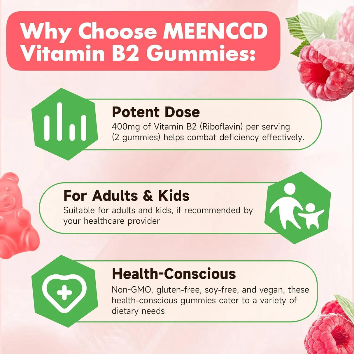 MEENCCD - MEENCCD Vitamin B2 Gummies 400Mg. 60 Gomitas - The Red Vitamin MX - Suplementos Alimenticios - {{ shop.shopifyCountryName }}