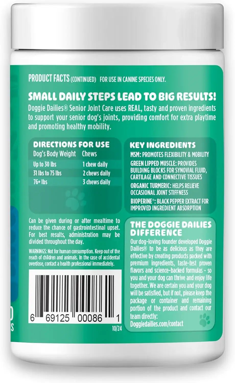 DOGGIE DAILIES - Doggie Dailies Advanced Senior Hip and Joint for Dogs Duck 120 Masticables - The Red Vitamin MX - Cuidado De Cadera Y Articulaciones Para Perros - {{ shop.shopifyCountryName }}