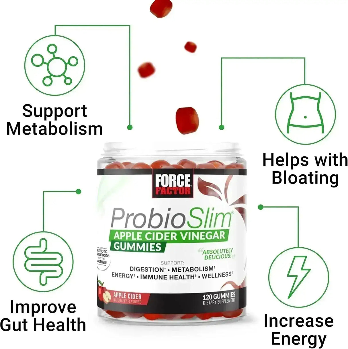 FORCE FACTOR - Force Factor ProbioSlim Apple Cider Vinegar Gummies 120 Gomitas 2 Pack - The Red Vitamin MX - Suplementos Alimenticios - {{ shop.shopifyCountryName }}