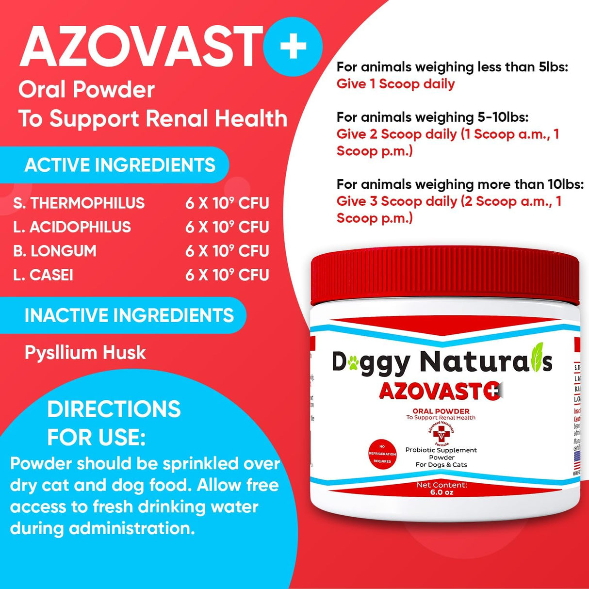 Doggy Naturals Azovast Plus Kidney Health Supplement for Dogs & Cats 6 Oz.