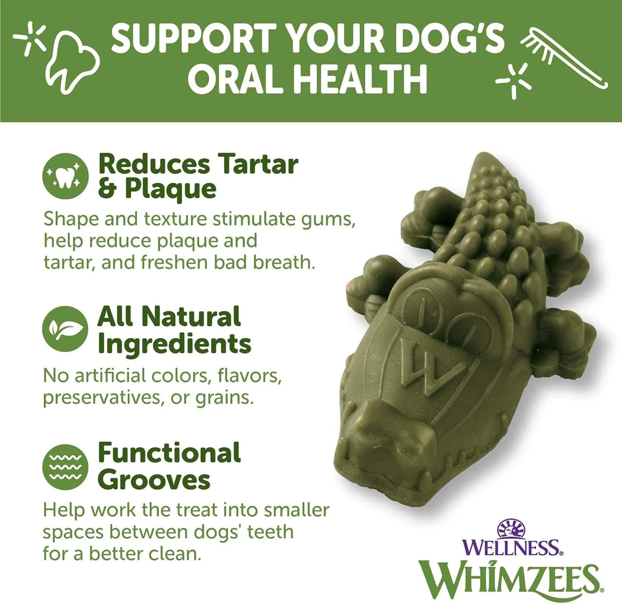 WELLNESS WHIMZEES - Wellness WHIMZEES Alligator Dog Dental Treats Small Size 24 Piezas - The Red Vitamin MX - Cuidado Dental Para Perros - {{ shop.shopifyCountryName }}
