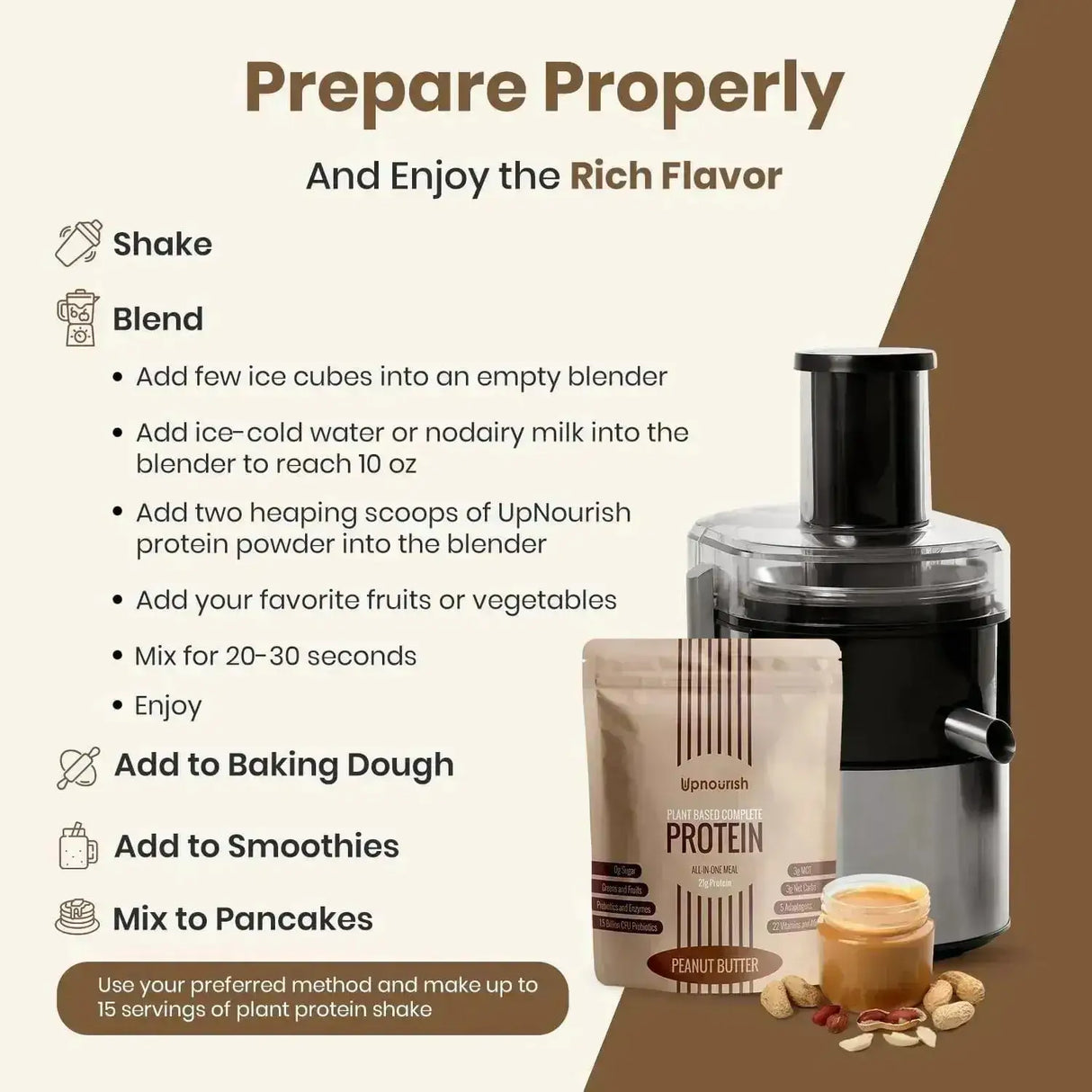 UPNOURISH - UpNourish Vegan Protein Powder Peanut Butter 15 Servicios 600Gr. - The Red Vitamin MX - Suplementos Alimenticios - {{ shop.shopifyCountryName }}