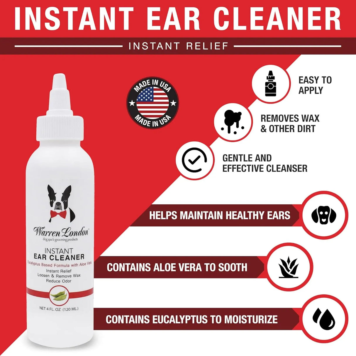 WARREN - Warren London Instant Ear Cleaner for Cat & Dog 12 Fl.Oz. - The Red Vitamin MX - Cuidado Del Oído De Perros - {{ shop.shopifyCountryName }}