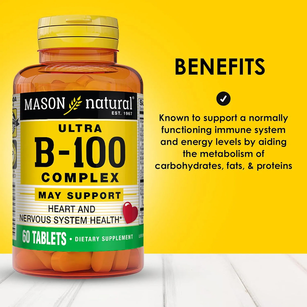 MASON NATURAL - MASON NATURAL Ultra B-100 Complex 60 Tabletas - The Red Vitamin MX - Suplementos Alimenticios - {{ shop.shopifyCountryName }}