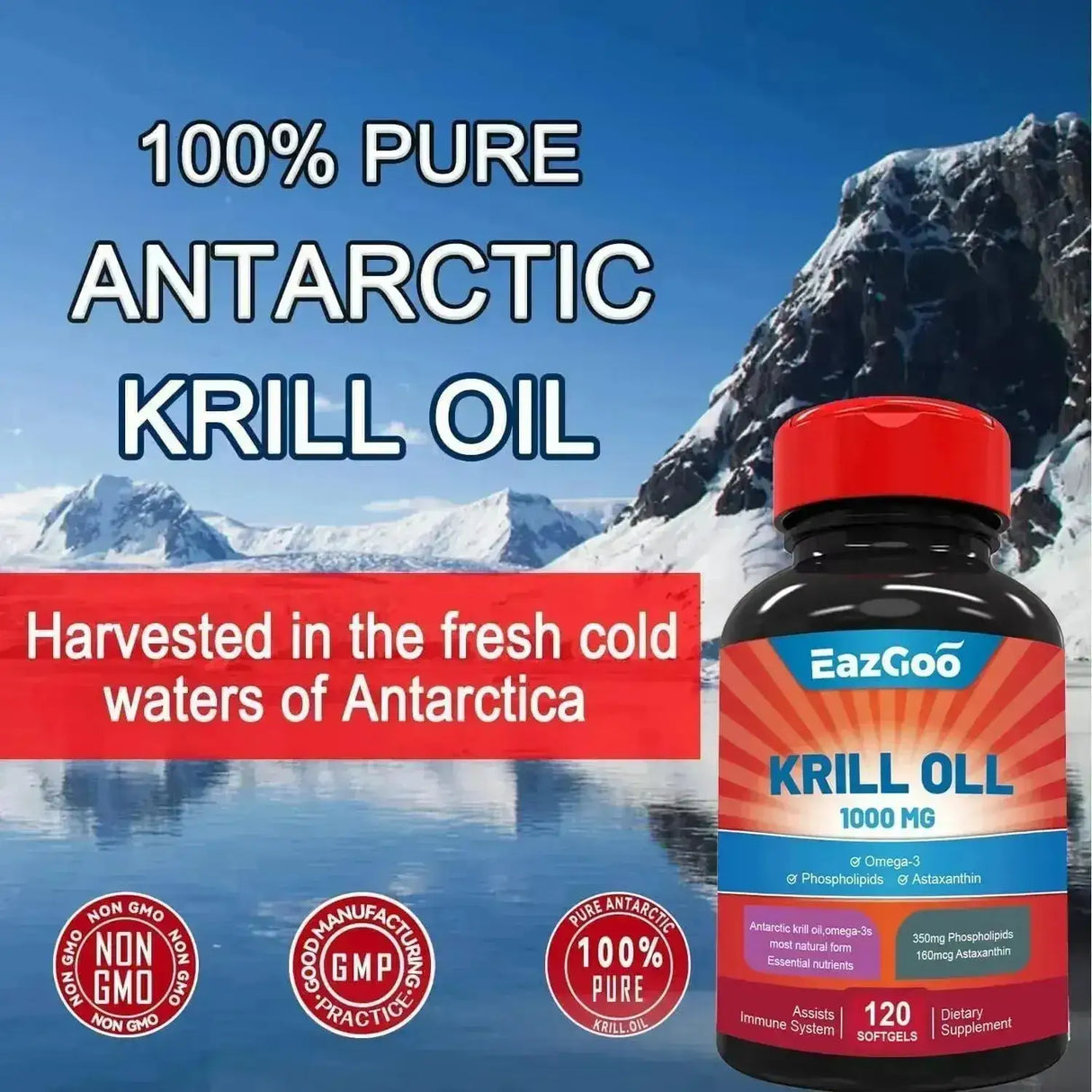EAZGOO - EAZGOO Antarctic Krill Oil 1000Mg. 120 Capsulas Blandas - The Red Vitamin MX - Suplementos Alimenticios - {{ shop.shopifyCountryName }}