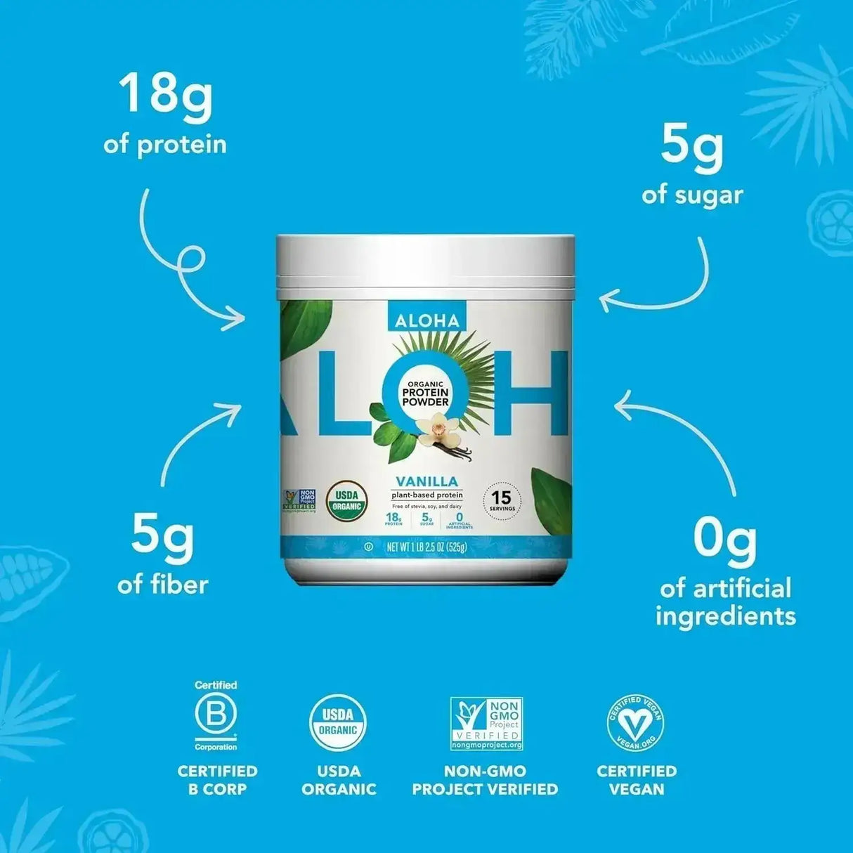 ALOHA - ALOHA Organic Plant Based Protein Powder Vanilla 15 Servicios 525Gr. - The Red Vitamin MX - Suplementos Alimenticios - {{ shop.shopifyCountryName }}