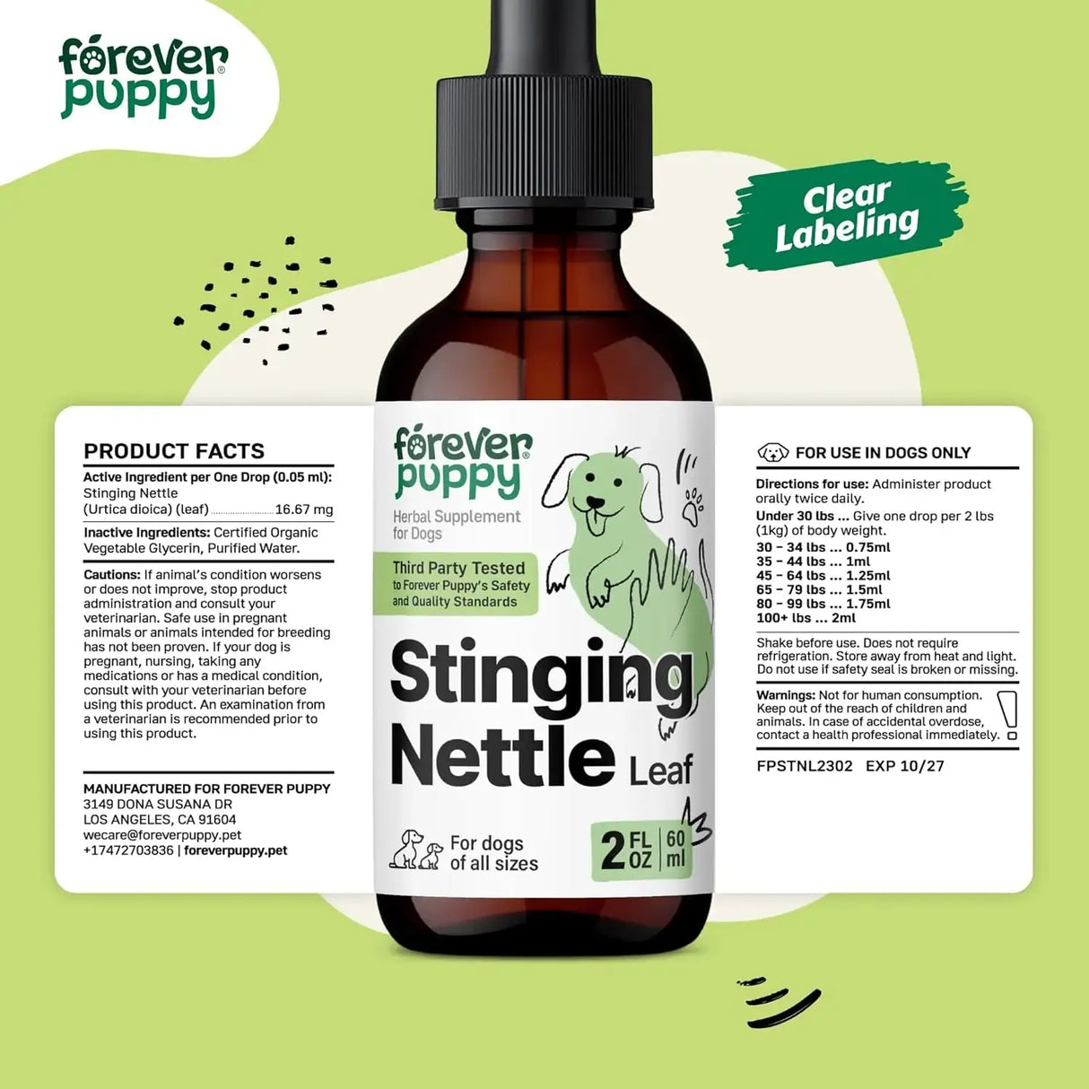FOREVER PUPPY - Forever Puppy Stinging Nettle Leaf for Dogs Itchy Skin Relief 2 Fl.Oz. - The Red Vitamin MX - Remedios Para La Picazón De Perros - {{ shop.shopifyCountryName }}