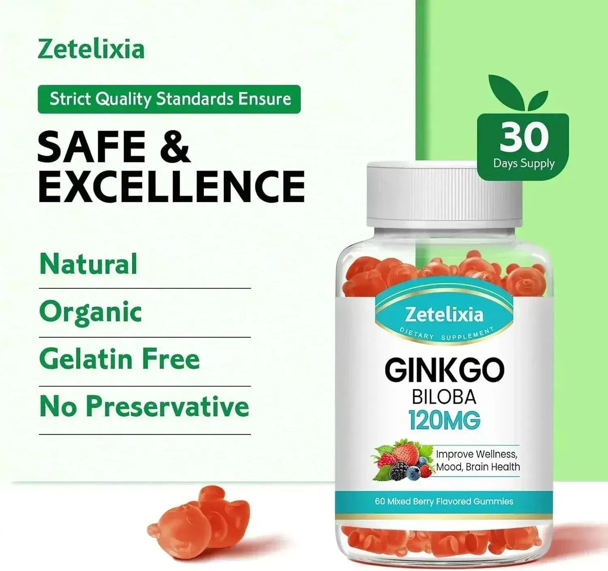 ZETELIXIA - Zetelixia Ginkgo Biloba Gummies 120Mg. 60 Gomitas - The Red Vitamin MX - Suplementos Alimenticios - {{ shop.shopifyCountryName }}