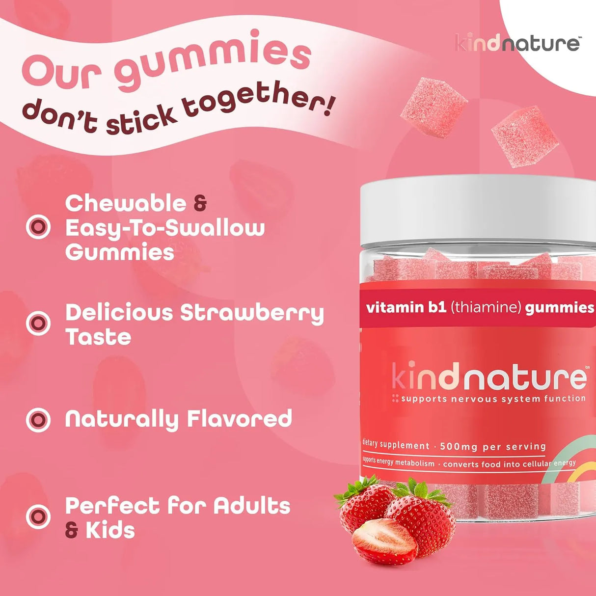 KIND NATURE - Kind Nature Vitamin B1 Gummies 500Mg. 60 Gomitas - The Red Vitamin MX - Suplementos Alimenticios - {{ shop.shopifyCountryName }}