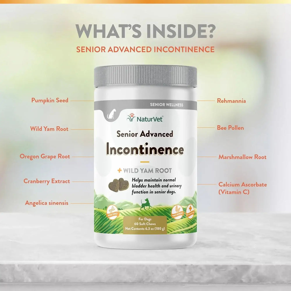 NATURVET - NaturVet Senior Advanced Incontinence Dog Supplement 60 Masticables - The Red Vitamin MX - Salud De Tracto Urinario Para Perros - {{ shop.shopifyCountryName }}