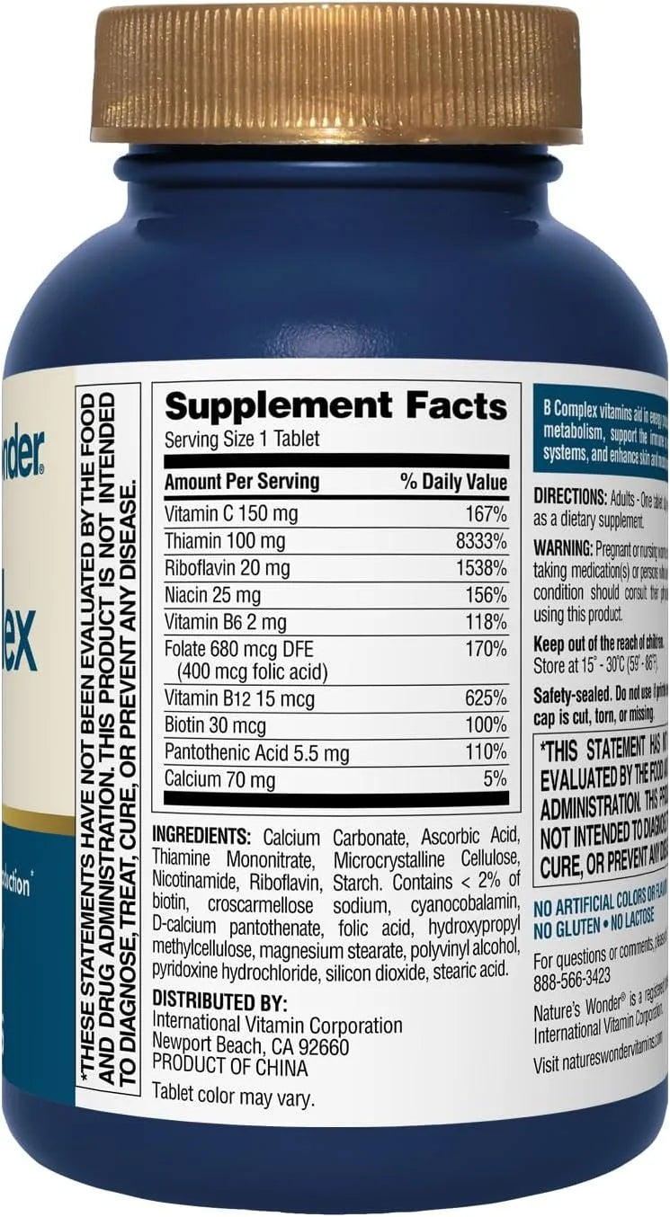 NATURE'S WONDER - Nature's Wonder Super B Complex with Vitamin C 150 Tabletas - The Red Vitamin MX - Suplementos Alimenticios - {{ shop.shopifyCountryName }}