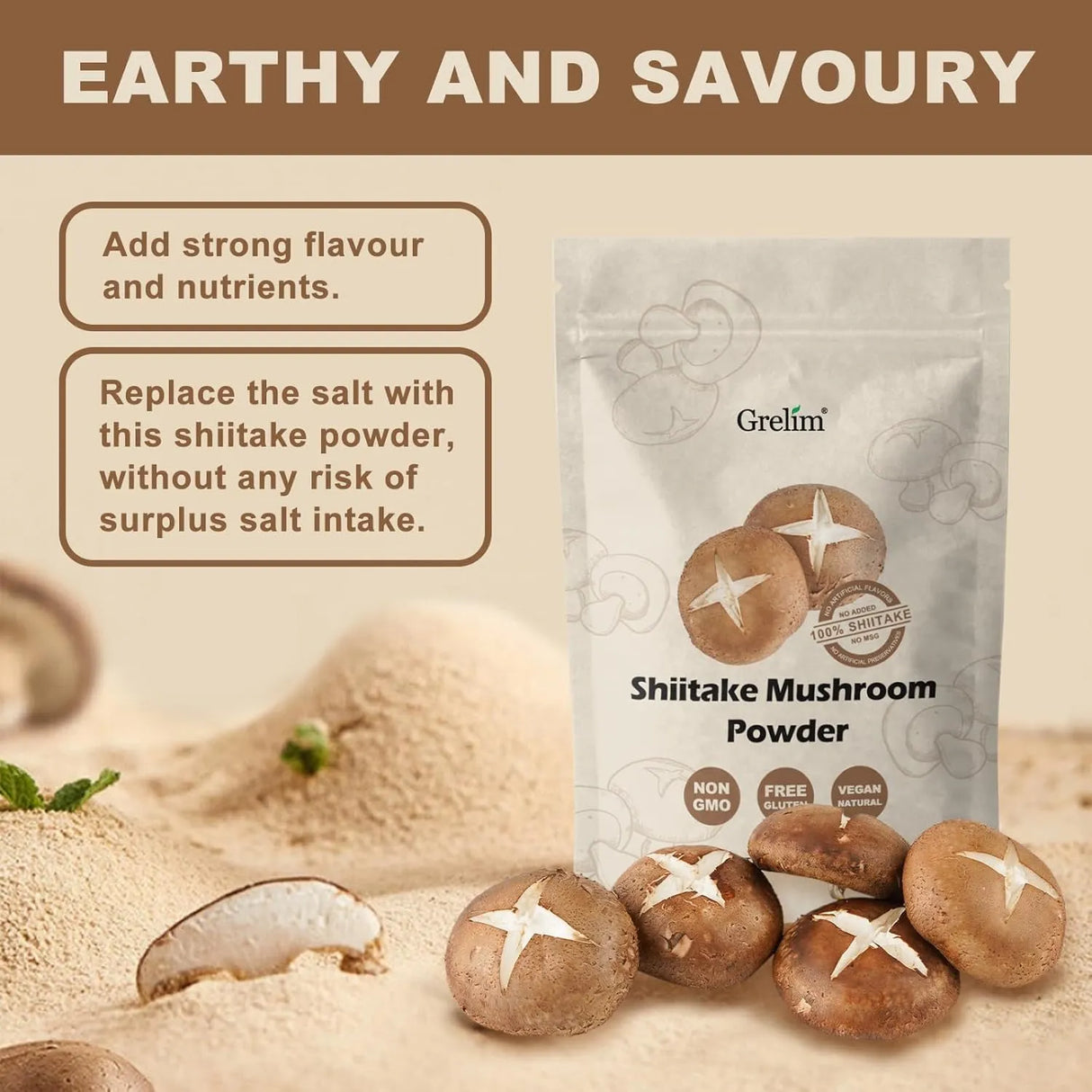 GRELIM - Grelim Shiitake Mushroom Powder 227Gr. - The Red Vitamin MX - Suplementos Alimenticios - {{ shop.shopifyCountryName }}