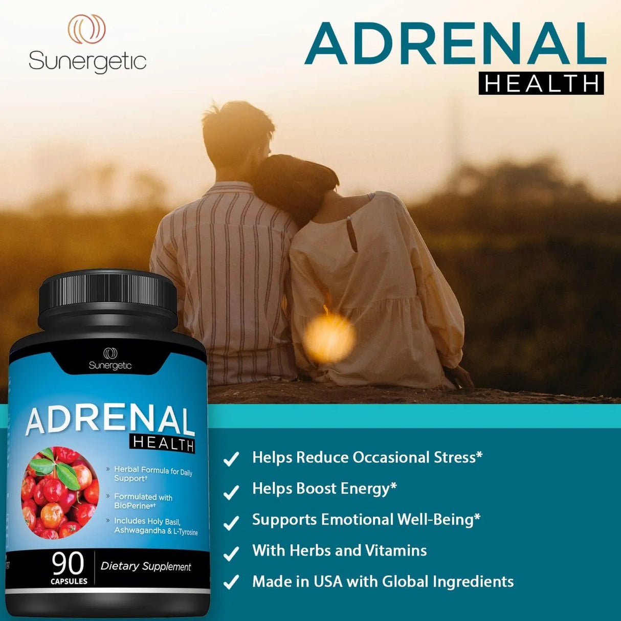 SUNERGETIC - Sunergetic Premium Adrenal Support 90 Capsulas - The Red Vitamin MX - Suplementos Alimenticios - {{ shop.shopifyCountryName }}