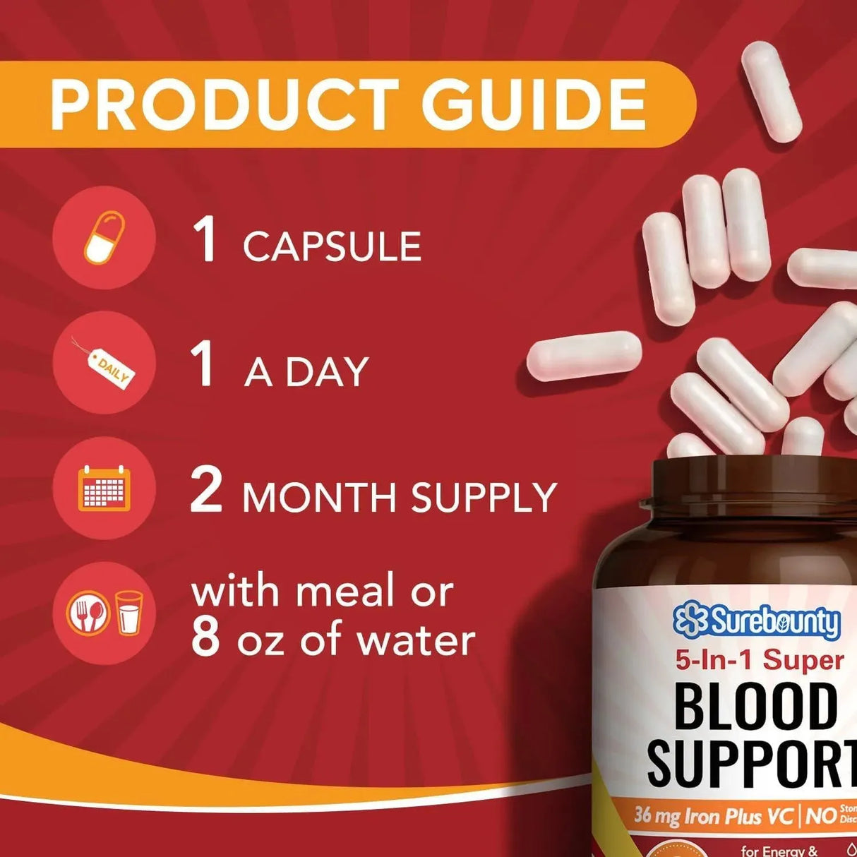SUREBOUNTY - Surebounty 5-in-1 Blood Support 60 Capsulas - The Red Vitamin MX - Suplementos Alimenticios - {{ shop.shopifyCountryName }}