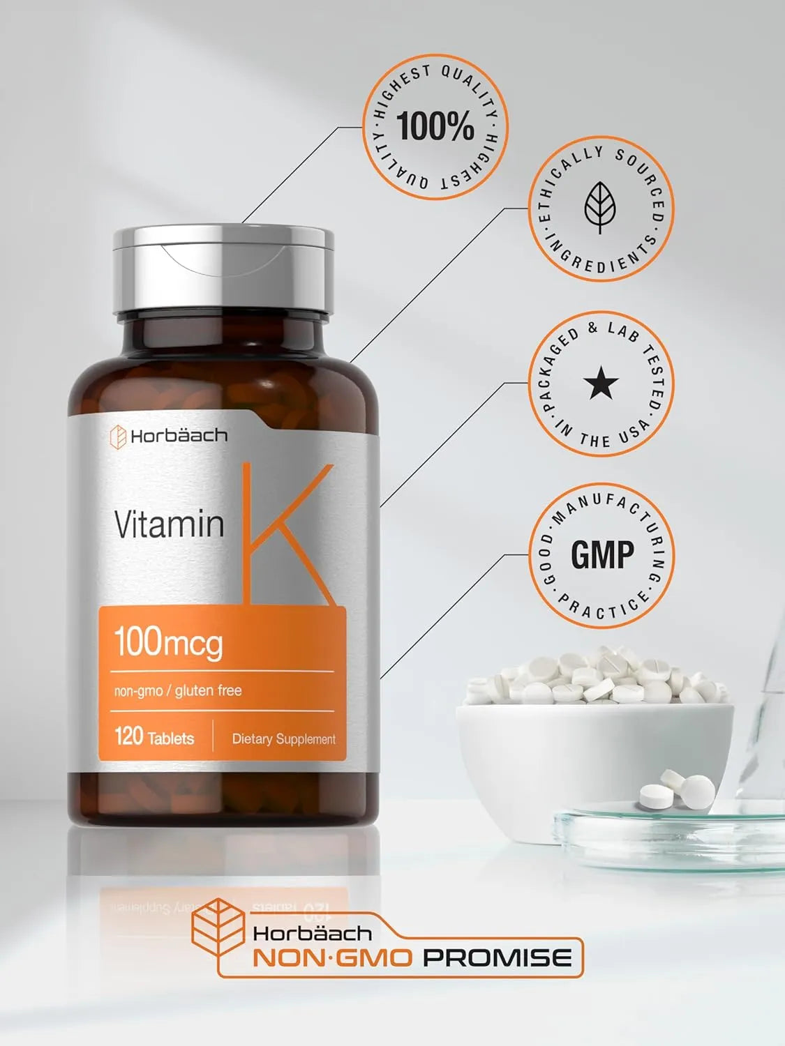 HORBAACH - Horbaach Vitamin K 100mcg 120 Tabletas - The Red Vitamin MX - Suplementos Alimenticios - {{ shop.shopifyCountryName }}